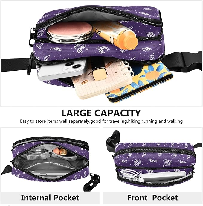 Kawaii Universe Planet Fanny Pack for Women Men Water Resistant Fashion Waist Packs with Adjustable Strap Belt Bag for Travel Workout Jogging Hiking 21219264