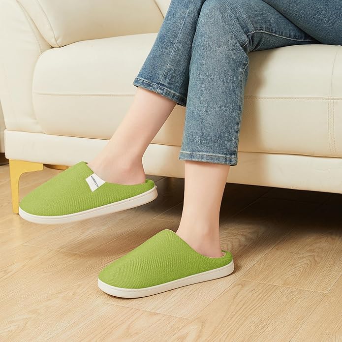 HUXMEYSON Slippers for Women, Womens Slippers Indoor Outdoor with Memory Foam, Cozy & Warm House Slippers for Woman with Anti-Slip Rubber Sole