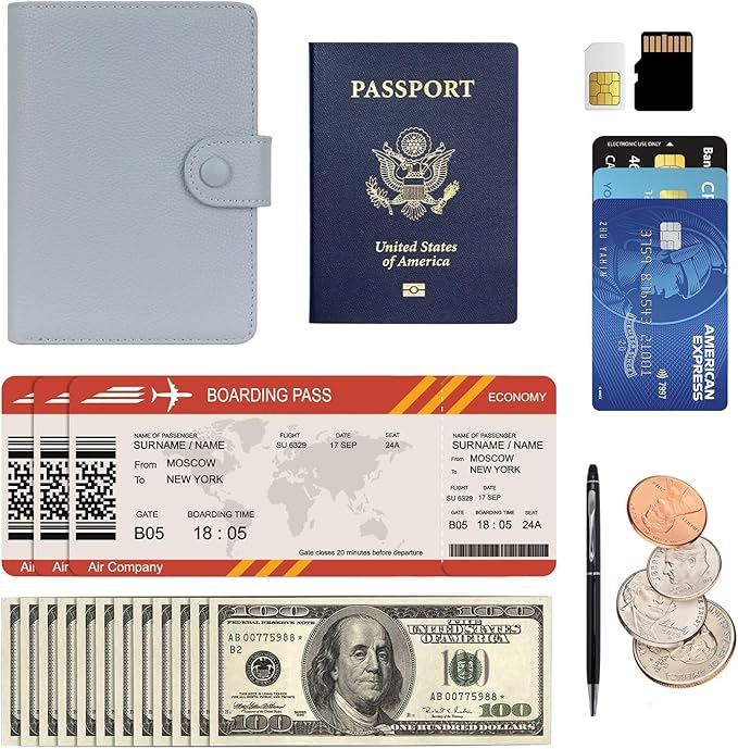 WASON Leather Passport Cover Wallet - Travel Passport Holder with RFID, Card Slots, Cash Pocket, Coin Purse, Tracker Slot, Boarding Pass and Ticket Organizer for Men and Women (Green)