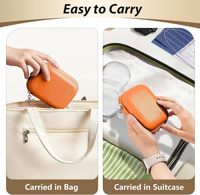 Digital Camera Case for CAMKORY, KODAK PIXPRO FZ45/FZ55, Canon IXUS 285 HS, Lecran, Small Travel Compact Camera Holder with Mesh Pocket for Accessories SD Card (Orange)