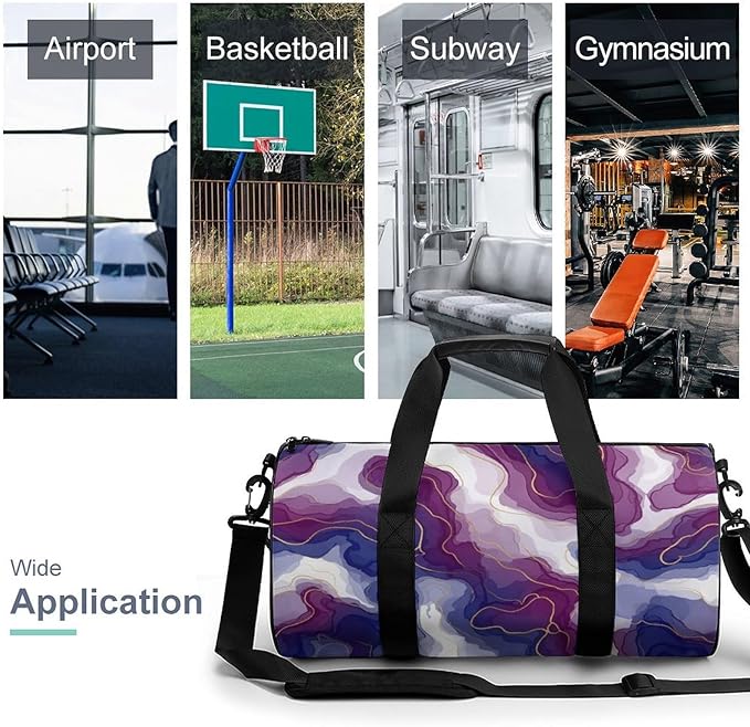Weekender Carry on Beach Yoga Overnight Luggage Bag Purple Marble Gym Sports Duffle Bag Dance Gymnastics Bags