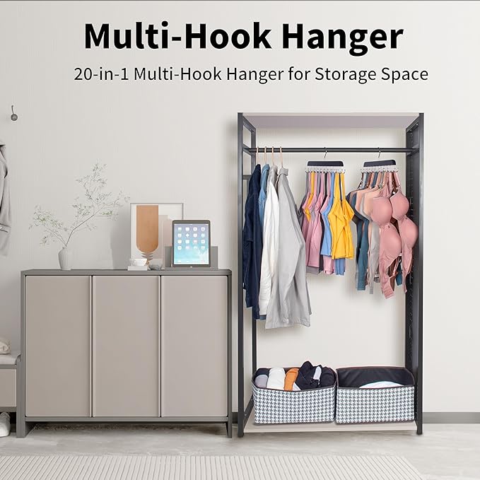 Bra Hangers for Closet Organizer,Tank Top Hanger with 40 Hooks,Space Saving Wooden Adjustable Hangers,Closet Organizers and Storage Suitable for Dorm, Apartments, Tank Tops, Bras, Hats