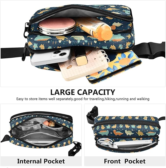 Cute Dinosaurs Fanny Pack for Women Men Water Resistant Fashion Waist Packs with Adjustable Strap Belt Bag for Travel Workout Jogging Hiking 21219797