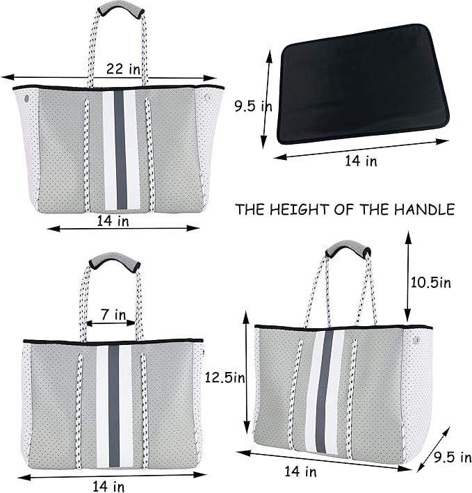 QOGiR Neoprene Multipurpose Beach Bag Tote with Inner Zipper Pocket … … … …