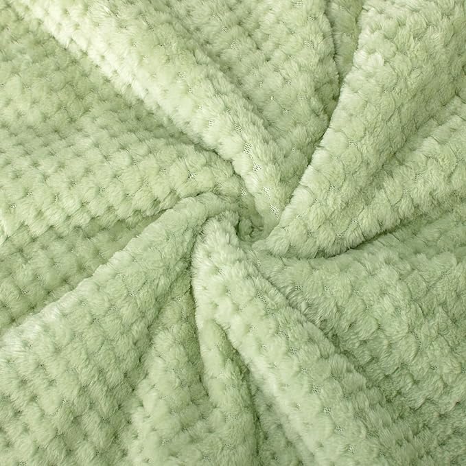 Fuzzy Sherpa Reversible Blanket for Baby, Soft Warm Cozy Coral Fleece Toddler, Infant or Newborn Reversible Blanket for Crib, Stroller, Travel, 40”×60”, Pastel Green