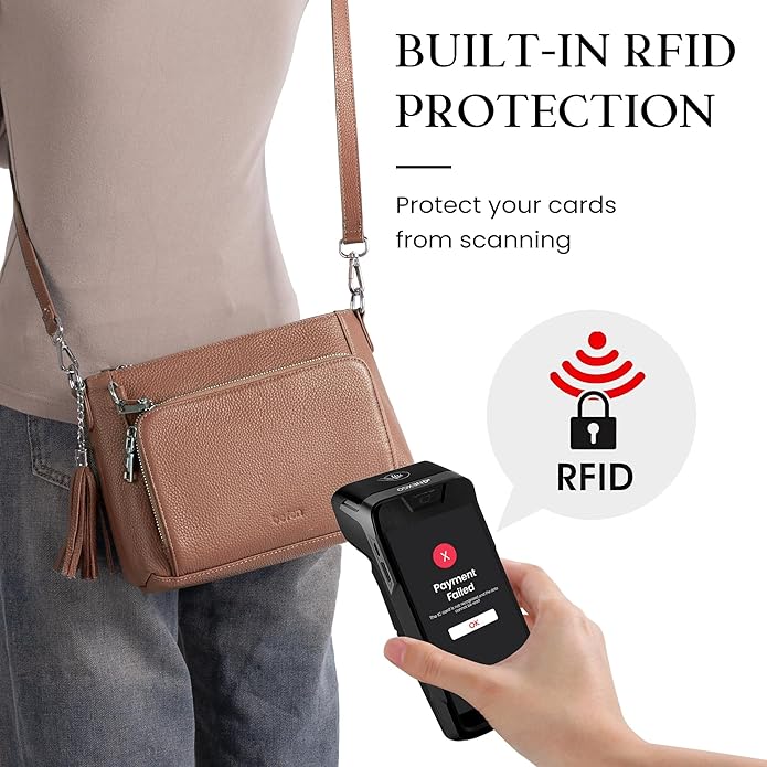 befen Anti Theft Genuine Leather Crossbody Bags for Women Handbags and Shoulder Basg with Built in Wallet RFID Leather Purse