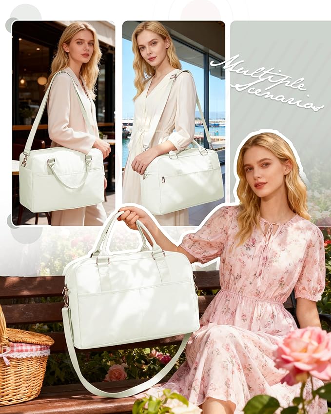 Gym Bag for Women,Travel Duffle Bag for Travel with Wet Pocket Weekender Overnight Carry On Tote Bag Luggage Bag with Trolley Sleeve Personal Item Travel Bag Hospital Diaper Bag Beige