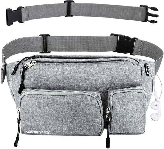 CXWMZY Fanny Packs For Women & Men, Waist Bag Hip Bum Bag Strap Extension Large Capacity Easy Carry Any Phone Passport Wallet for Outdoors Workout Traveling Casual Running Hiking Cycling Dog Walking