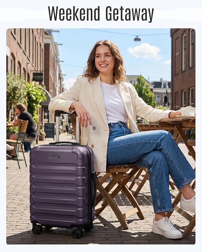 LIGHT FLIGHT Carry On Luggage 22x14x9 Airline Approved, Expandable Carry On Suitcases with Wheels, Lightweight Luggage, Durable Hard Shell 20 Inch Rolling Suit Case for Men Women Travel, Gray