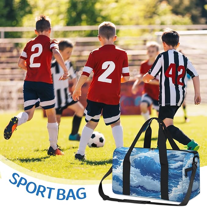 Waves Travel Duffle Bag for Women Men, Overnight Weekender Bag, Carry on Tote for Sport Gym