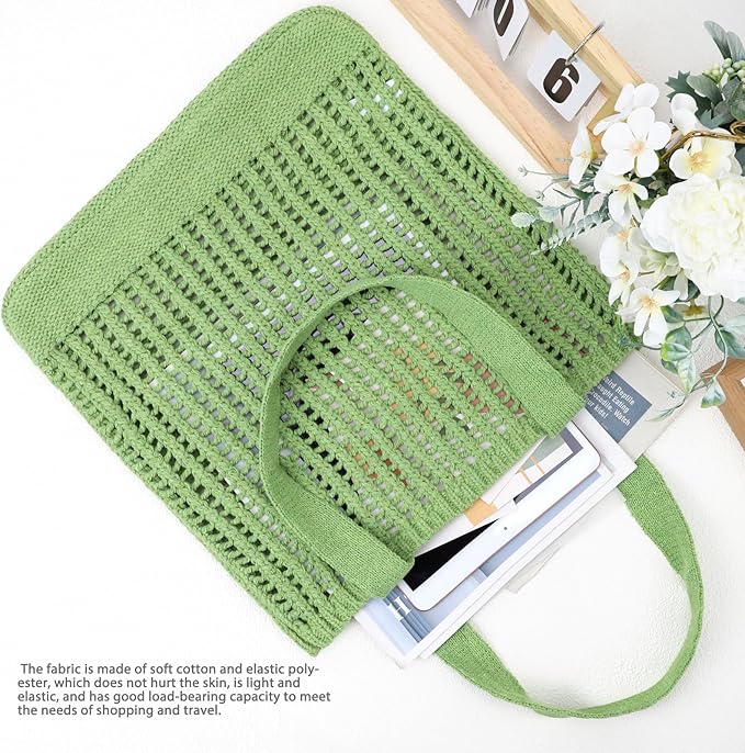 hatisan Crochet Bags for Women - Summer Beach Tote, Aesthetic Hippie Knit Bag