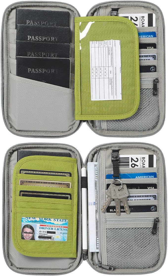 VanFn RFID Travel Passport Wallet, Family Passport Holder, Trip Document Organizer P.Travel Series