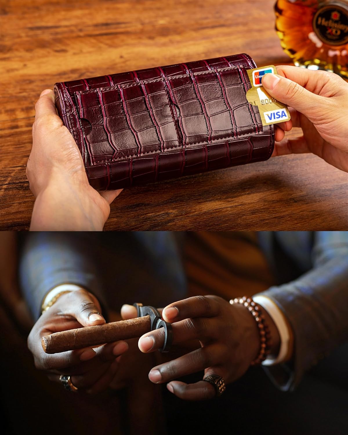 MR.OKAY 2 Watch Travel Case- Classic Leather Watch Case With Superb Texture.(Portable Watch Roll Or Organizer For Storage And Display).Festival Gift For Men, All Handcrafted By Artisans.