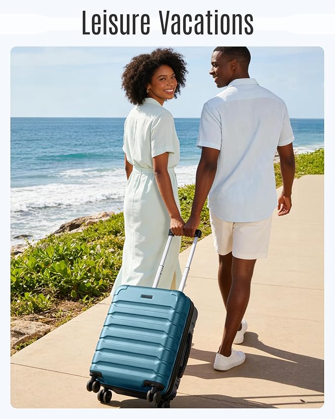 LIGHT FLIGHT Carry On Luggage 22x14x9 Airline Approved, Expandable Carry On Suitcases with Wheels, Lightweight Luggage, Durable Hard Shell 20 Inch Rolling Suit Case for Men Women Travel, Deep Green