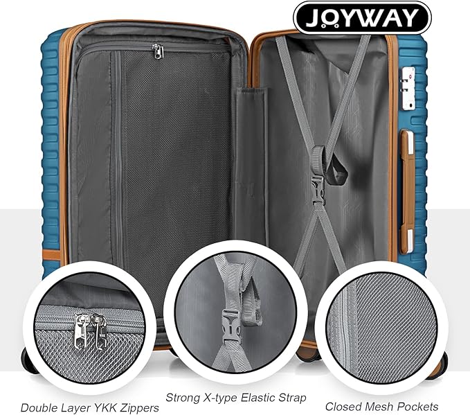 Joyway Carry On Luggage 20 Inch Expandable Suitcase with Spinner Wheel, 3 Piece Hard Shell Luggage Set with TSA Lock(Navy Blue)