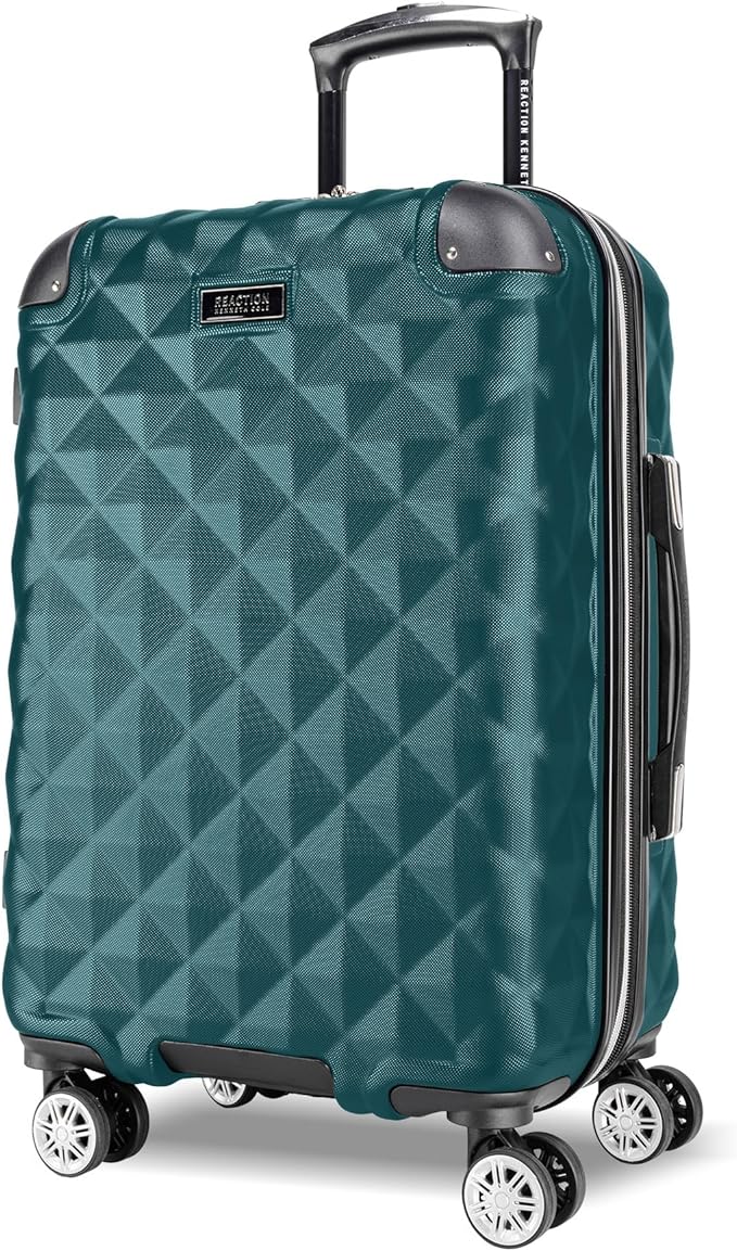Kenneth Cole REACTION Diamond Tower Collection Lightweight Hardside Expandable 8-Wheel Spinner Travel Luggage, Deep Teal, 3-Piece Set (20", 24", & 28")