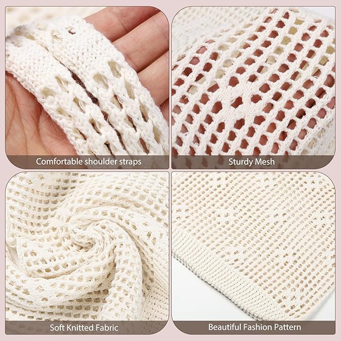 Sightor Crochet Tote Bag, Mesh Beach Bag Knit Summer Hobo Bag Vacation Boho Tote Bag for Women
