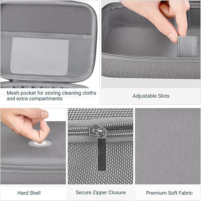 Mkono Travel Sunglasses Organizer Glasses Case Multiple Pairs with Adjustable Slots Eyeglasses Case Storage Box for Men (8 Slots, Gray)
