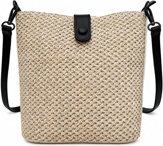 Womens Straw Bucket Bag Summer Beach Woven Purse For Women Straw Crossbody Bags For Travel Rattan Handbag 2026
