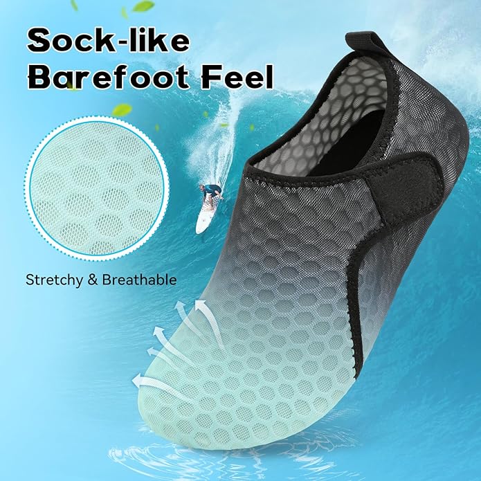 Scurtain Barefoot Water Shoes for Women Men Beach Swim Aqua Socks Summer Quick-Dry Sandals Slippers