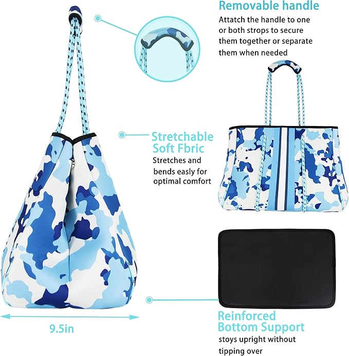 QOGiR Neoprene Multipurpose Beach Bag Tote with Inner Zipper Pocket … … … …