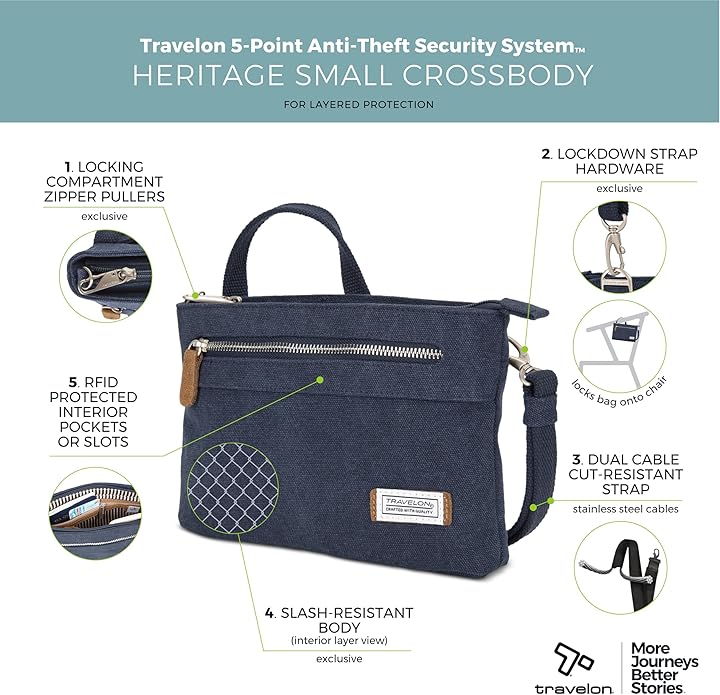 Travelon Women's Anti-Theft Heritage Small Crossbody Cross Body Bag