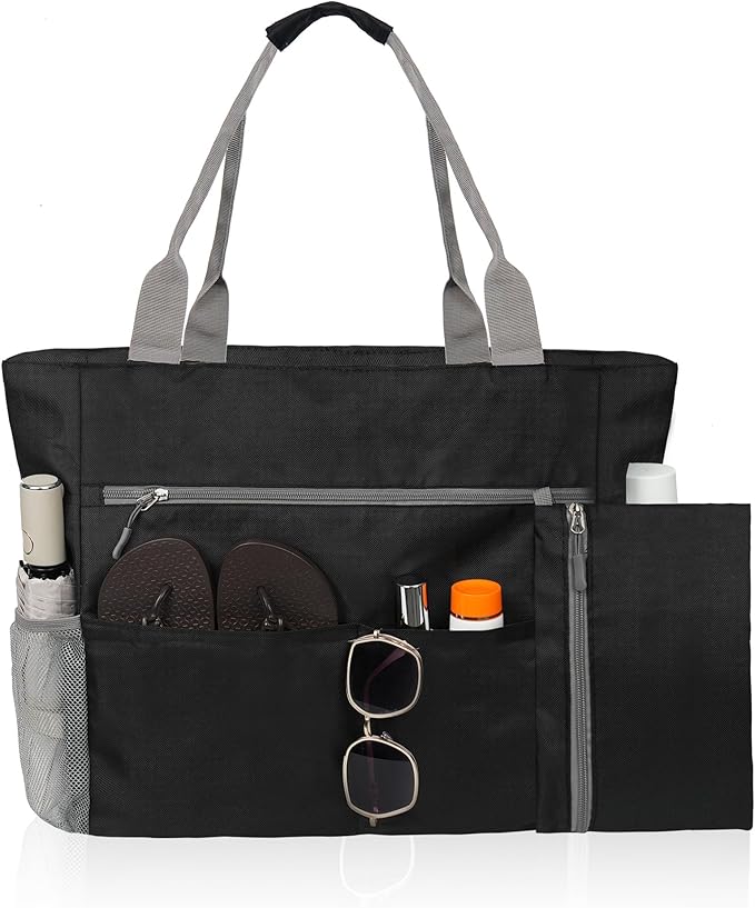Beach Bag-Waterproof Sandproof Beach Totes with zipper Large Capacity Foldable for Women