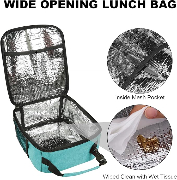 Femuar Lunch Box for Men Women Adults, Small Lunchbox for Work Picnic - Reusable Lunch bag Portable Lunch tote, Light Blue