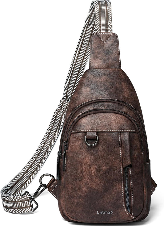 7L Sling Bag for Women Men Leather Small Sling Backpack Daypack Anti Theft Fanny Pack Crossbody Purse Travel