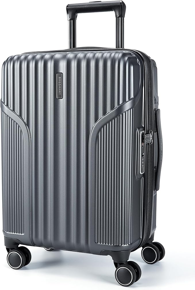 BAGSMART Expandable Carry On Luggage 22x14x9 Airline Approved, Carry-On Suitcase with Spinner Wheels, Hardside Polycarbonate Rolling Travel Luggage with TSA Lock 20-Inch, Grey