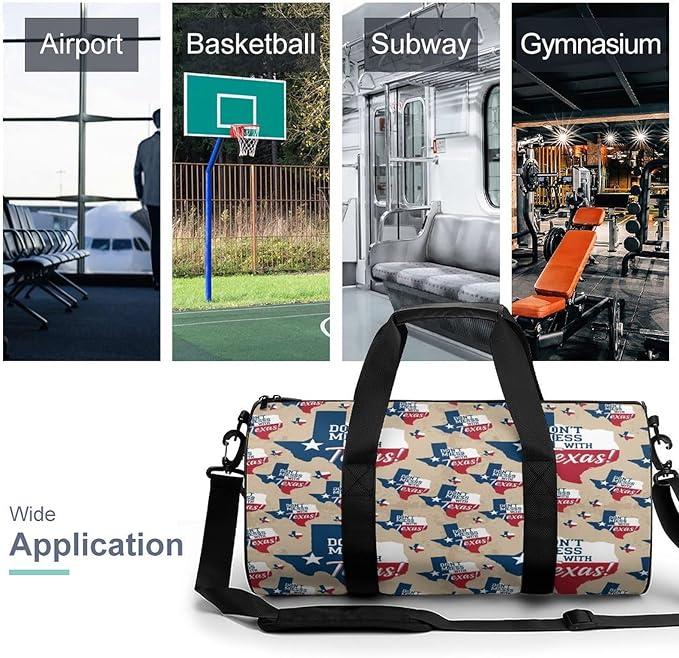 Travel Sports Lightweight Carry On Bag Dont Mess with Texas Vintage Retro Flag Weekender Overnight Bag Dance Sports Gymnastics Bags for Men Women