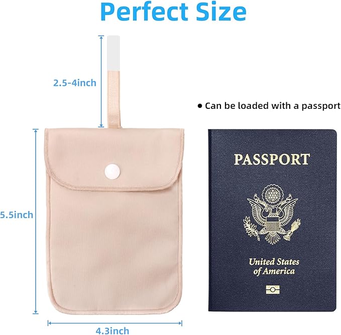 Bra Wallet Women Travel with Adjustable Elastic strap and Lanyard, Perfect Hidden Secret Pocket Protect Your Passport Credit Cards Valuables (Large Flesh color)