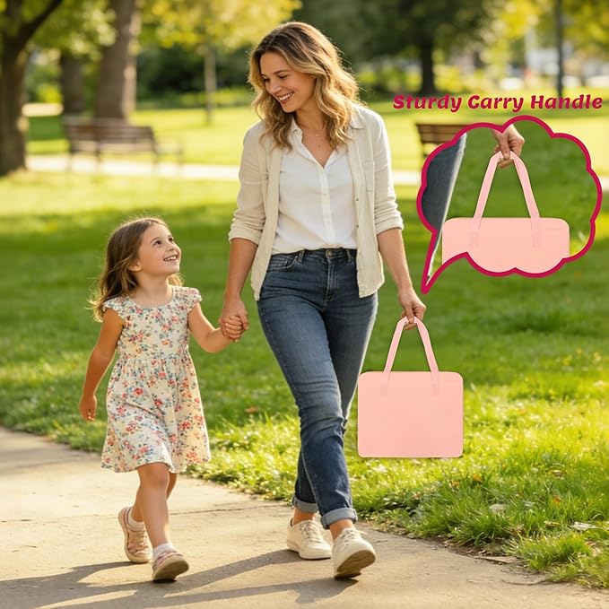 PACMAXI Baby Girl Hair Bow Organizer, Felt Hair Clips Storage Bag, Large Capacity with Handle, Portable Hanging Organizer for Travel & Home (Pink)