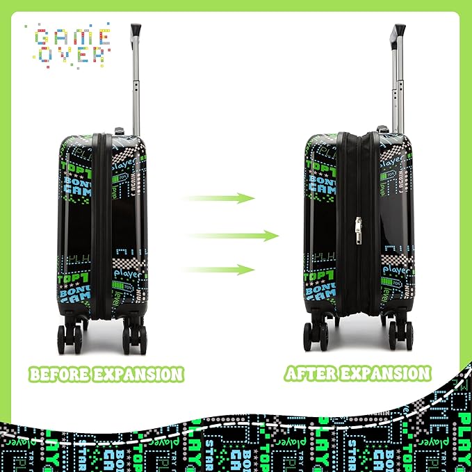 Kid's Luggage Set 5 Piece Suitcase Set 16" Hardside Luggage with Spinner Wheels Boys Carry on Toddler Travel Rolling Luggage Airline Approved