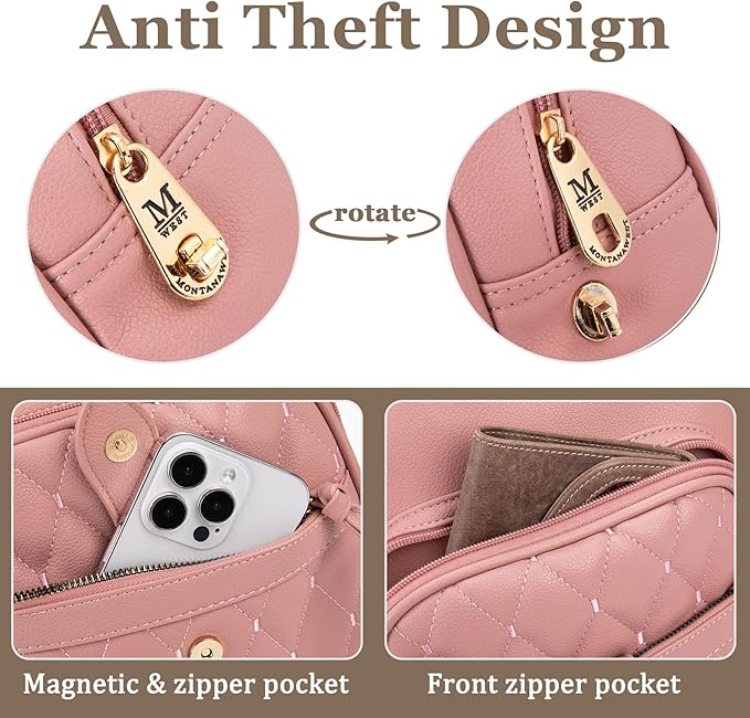 Montana West 3Pcs Anti Theft Backpack Purse for Women Small Quilted Backpack Set