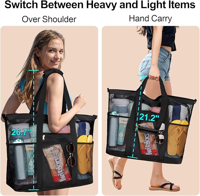 F-color Mesh Beach Bag Family - Large Tote Bag for Cruise Pool Toys Beach Vacation Essentials