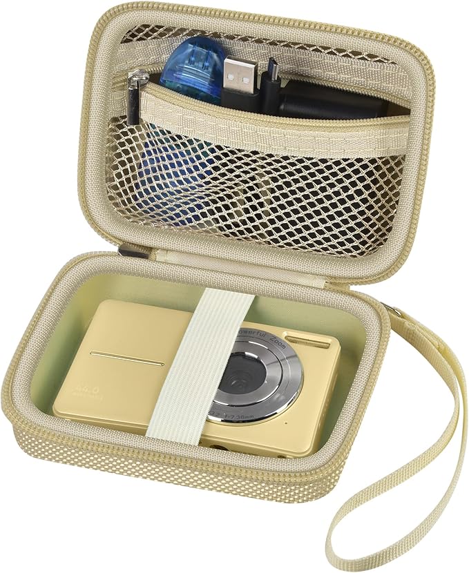 Case Compatible with VAHOIALD FHD 1080P Digital Camera/for CAMKORY Digital Point and Shoot/for Kodak PIXPRO FZ45-BK 16MP Vlogging/for IWEUKJLO/for Nsoela, Holder for SD Card More (Light Brown)