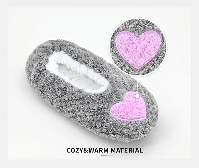 Panda Bros Slipper Socks for Women Grippers, Fuzzy Cozy Fleece Slipper Socks, Soft, Warm House Slippers