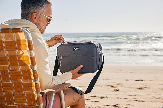 PackIt(R) Freezable Essential Cooler, Gray Fog, Built with EcoFreeze(R) Technology, Fully Freezable, Collapsible, Reusable, With Adjustable Crossbody Strap, Top Clip Handle, Designed for Fresh Office