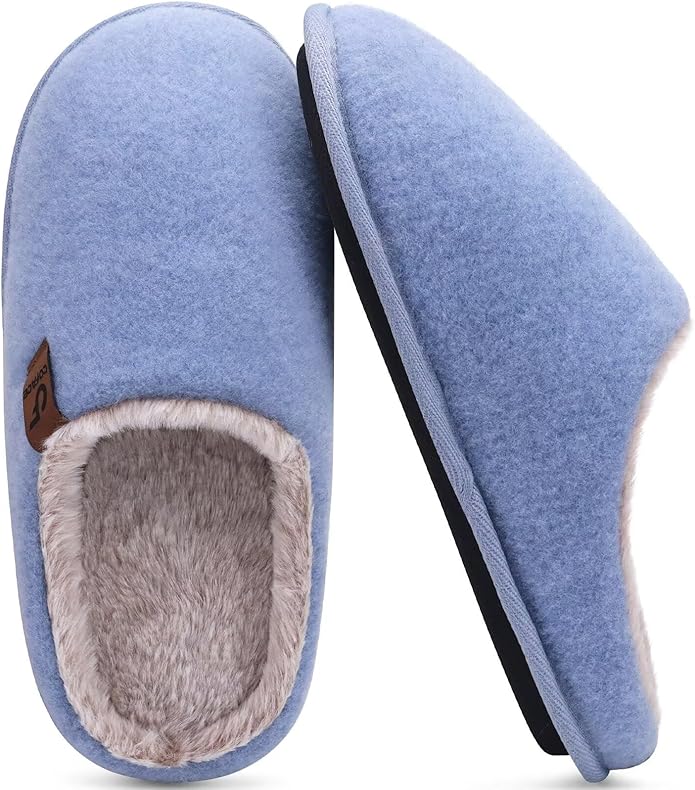 COFACE Mens Cozy Memory Foam Scuff Slippers Casual Slip On Warm House Shoes Indoor/Outdoor Sandal Slippers With Arch Support Rubber Sole Size 7-15