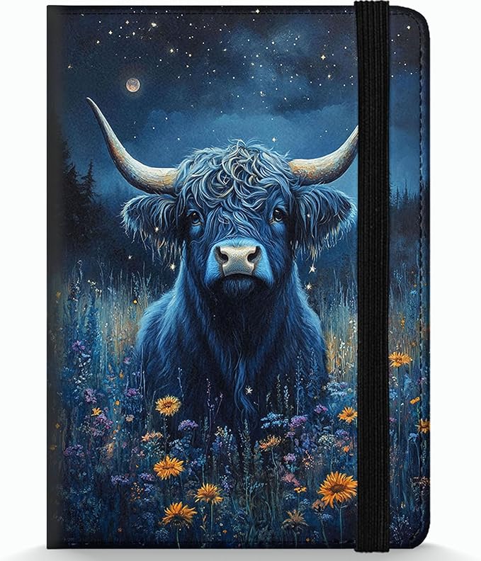Passport Holder Wallet Cover Case,RFID Blocking Passport Cover,Large Capacity Travel Wallet with Multi Card Slots (Cute Highland Cow)