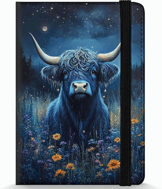 Passport Holder Wallet Cover Case,RFID Blocking Passport Cover,Large Capacity Travel Wallet with Multi Card Slots (Cute Highland Cow)