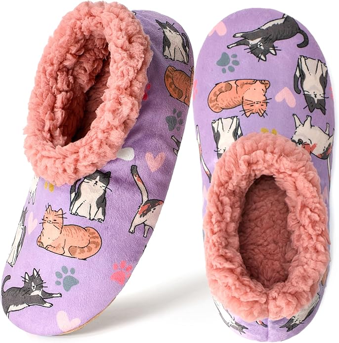 Cozylook Fuzzy Slippers for Women Indoor, Warm Bedroom Slip On Shoes, Winter Fluffy House Socks with Grippers, Cozy Christmas Gifts Unique