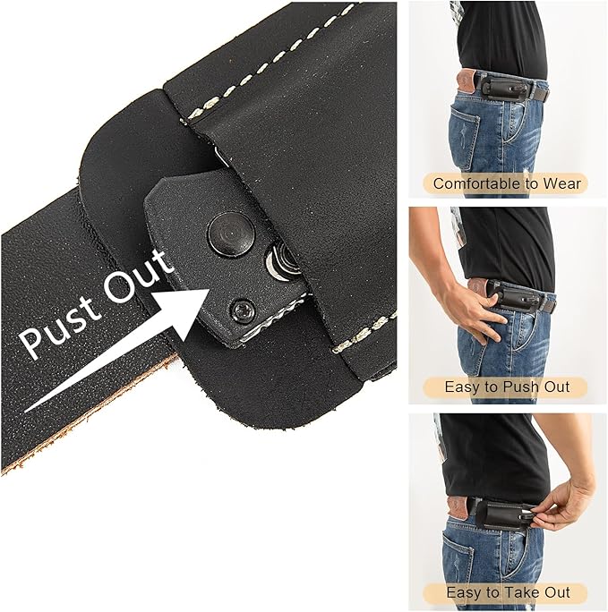 Knife Sheath,Leather Knife Sheath for Belt,Horizontal Carry Pocket Knife Holder,EDC Belt Organizer,Handmade Compact Draw Knife Holster,EDC Pocket Organizer,Sheath for Folding Knife (Black)