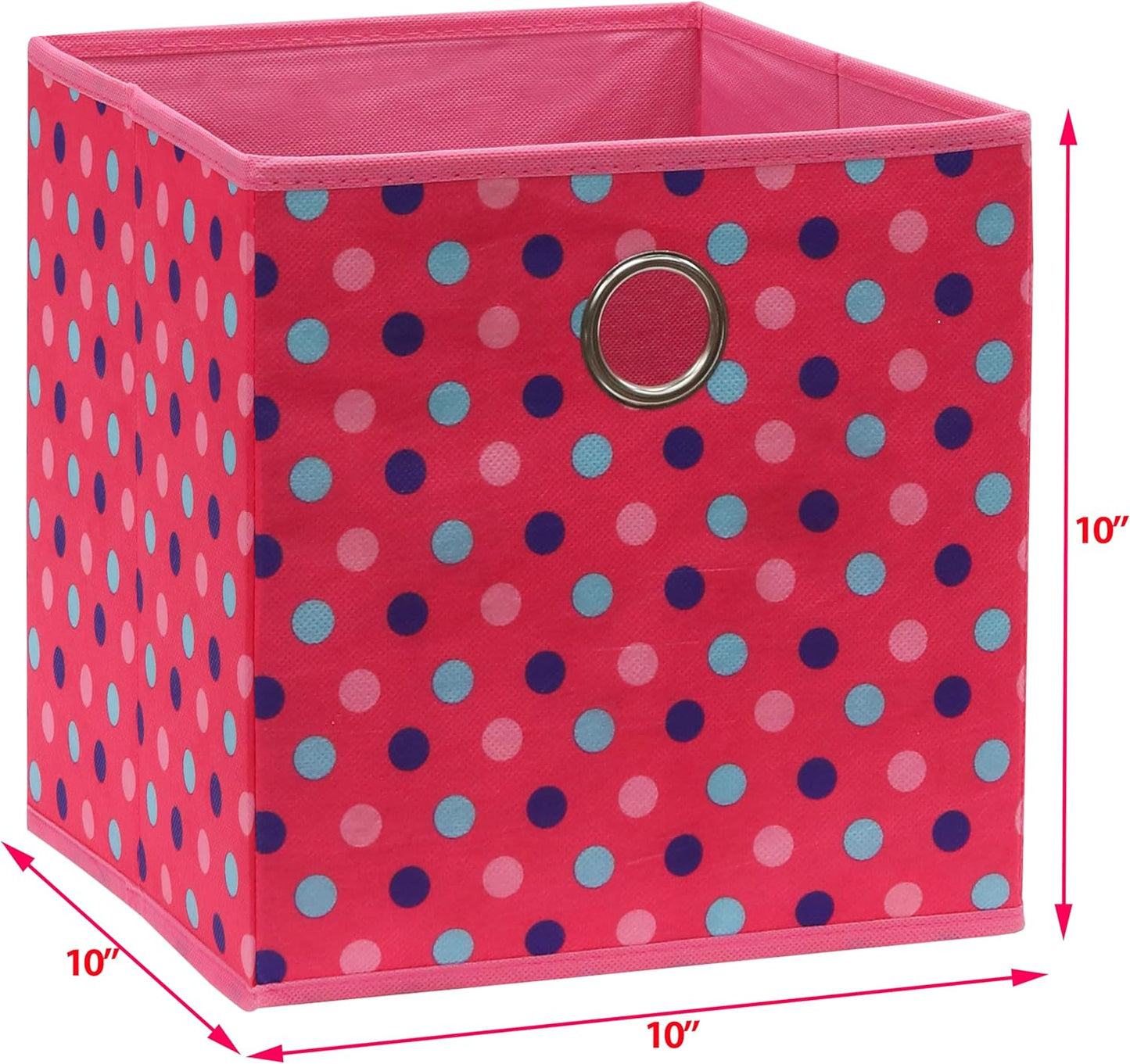 SIMPLE HOUSEWARE 10-Inch Collapsible Fabric Cube Storage Bin with Handles, Printed Design, 6 Pack, Pink