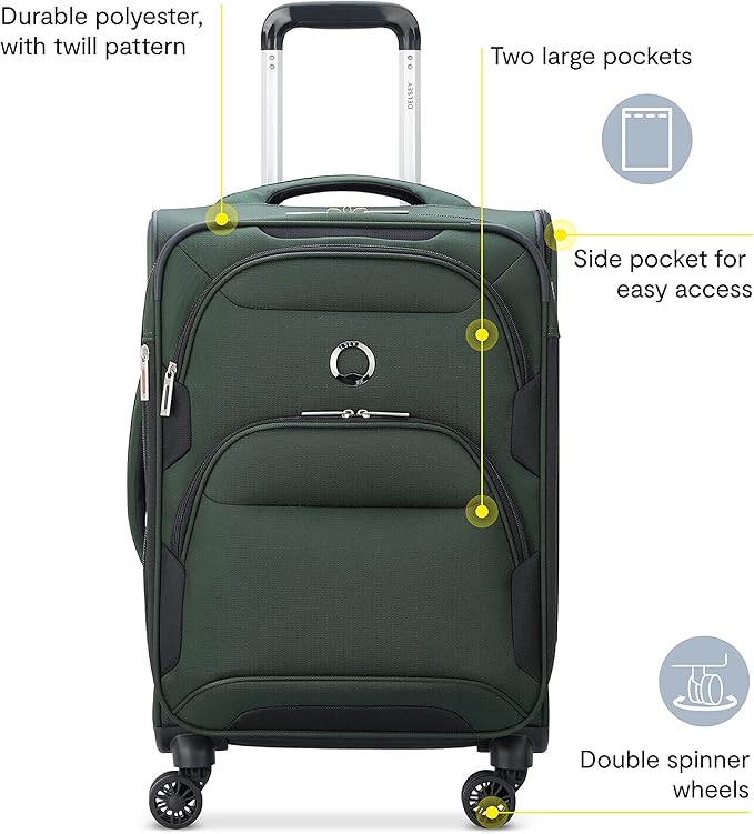 DELSEY PARIS Sky Max 2.0 Softside Expandable Luggage with Spinner Wheels, Blue, 2-Piece Set (21/Duffle)