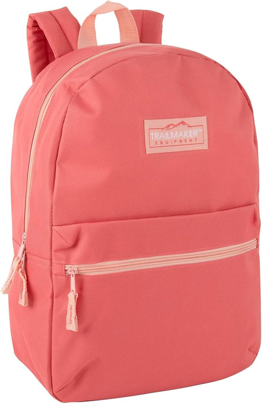 Trail maker Classic 17 inch Backpacks with Adjustable Padded Straps | School Backpacks for Girls, Boys (Coral)