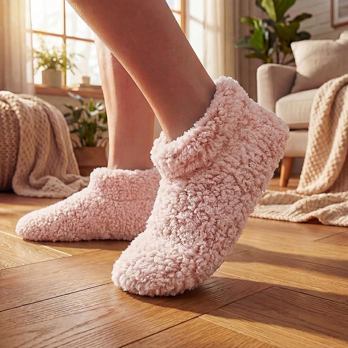 Cozylook Fuzzy Slippers for Women Indoor, Warm Bedroom Slip On Shoes, Winter Fluffy House Socks with Grippers, Cozy Christmas Gifts Unique