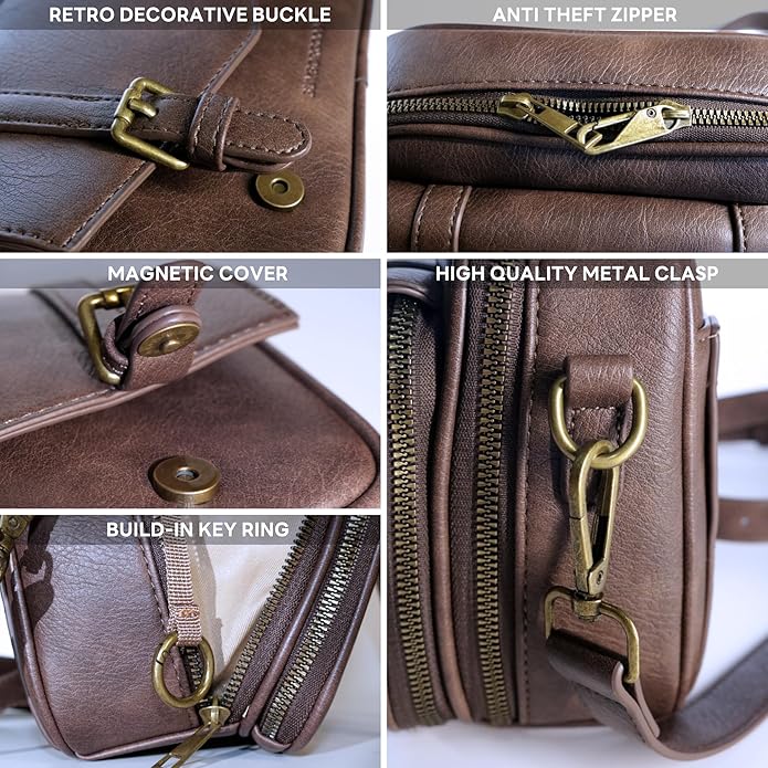 Women‘s Anti Theft RFID Blocking Small Vegan Leather Crossbody Bag Travel Purse With Built In Wallet Messenger Bag
