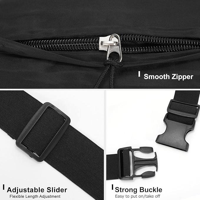 SUOSDEY Money Belt bag for Travel, Men Women RFID Fanny Pack for Hiking Running Crossbody Waist Bag Passport Bag black